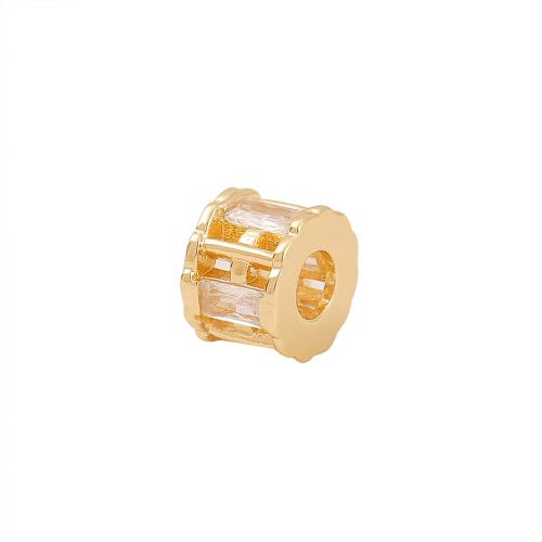 Brass Spacer Beads, real gold plated, DIY & micro pave cubic zirconia, golden Approx 3.5mm 