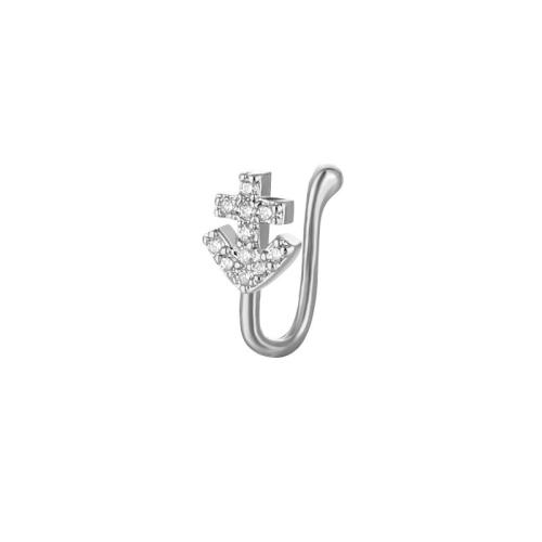 Brass Nose Clip, plated, Unisex & micro pave cubic zirconia Wire diameter 1.0-1.2 