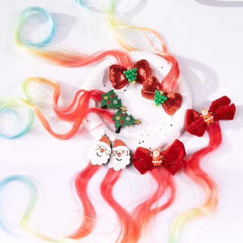Cloth Ponytail Extension, handmade, Christmas Design & for woman, red 