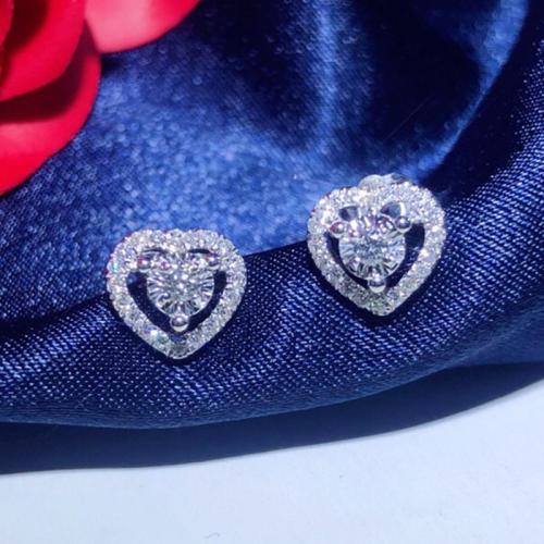 Boucles d'oreilles en laiton zircon cubique pavent, coeur, bijoux de mode & pavé de micro zircon & pour femme, 10mm, Vendu par paire
