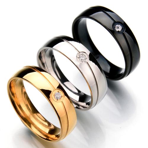 Нержавеющая сталь Rhinestone палец кольцо, Нержавеющая сталь 304, Мужская & разный размер для выбора & со стразами, Много цветов для выбора, width 6mm, продается PC