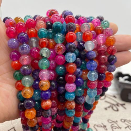 Natural Dragon Veins Agate Beads, Round, DIY multi-colored Approx 38 cm 
