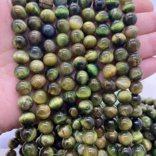 Tiger Eye Beads, Round, DIY green Approx 38 cm 