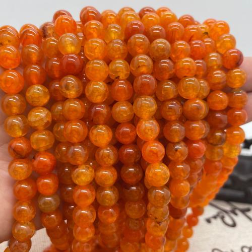 Natürliche Drachen Venen Achat Perlen, Drachenvenen Achat, rund, DIY & verschiedene Größen vorhanden, orange, Länge:ca. 38 cm, verkauft von Strang