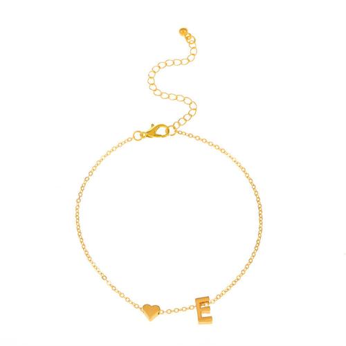 Bracelets En alliage de zinc, avec 5cm chaînes de rallonge, Lettre d’alphabet, Placage de couleur d'or, bijoux de mode & pour femme, plus de couleurs à choisir cm, Vendu par PC