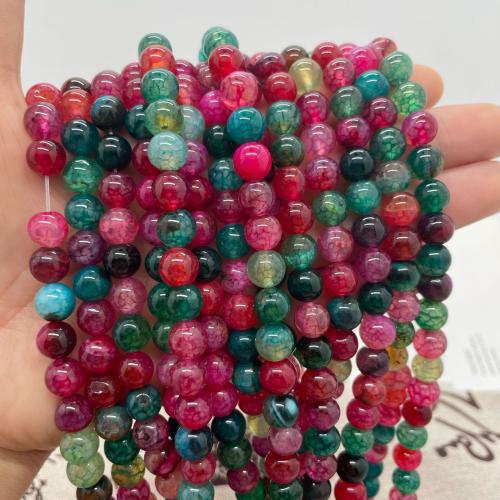 Natural Dragon Veins Agate Beads, Round, DIY mixed colors Approx 38 cm 
