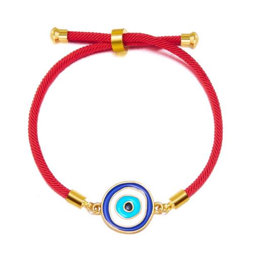 Evil Eye Jewelry Bracelet, Polyester Cord, with Zinc Alloy, gold color plated, fashion jewelry & Unisex & adjustable & enamel & with rhinestone cm 