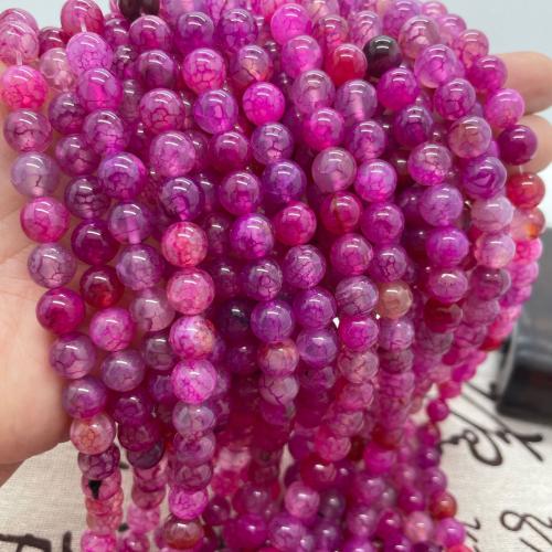 Natural Dragon Veins Agate Beads, Round, DIY bright rosy red Approx 38 cm 