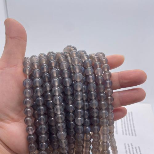 Natürliche graue Achat Perlen, Grauer Achat, rund, DIY & verschiedene Größen vorhanden, grau, Länge:ca. 38 cm, verkauft von Strang