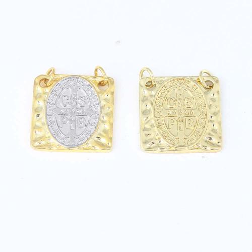 Brass Jewelry Pendants, Square, gold color plated, DIY 