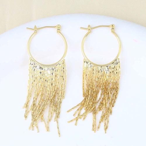 Fashion Fringe Earrings, Messing, goldfarben plattiert, für Frau, 56.3x19.7x2mm, verkauft von Paar[