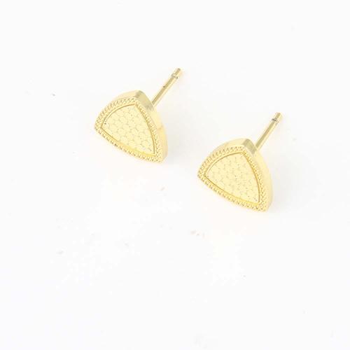 Brass Stud Earring, Triangle, gold color plated, for woman 