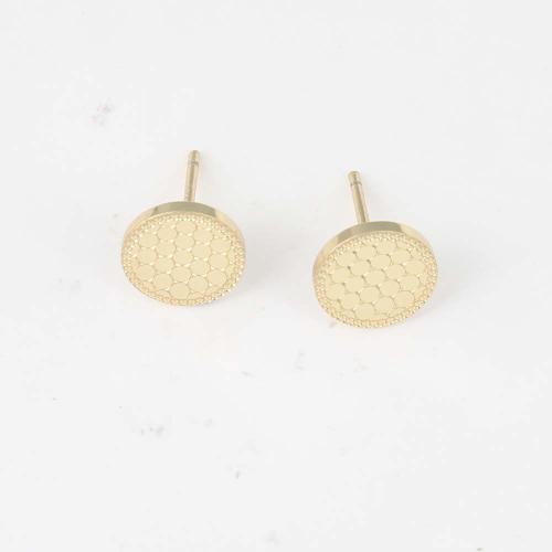 Brass Stud Earring, Round, gold color plated, for woman 