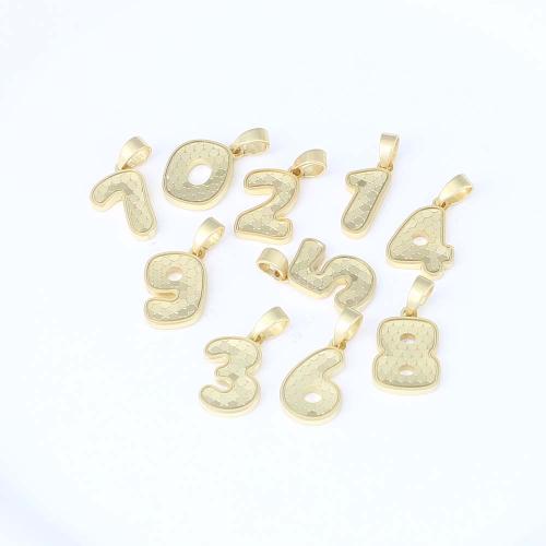 Letter Brass Pendants, Number, gold color plated, DIY 