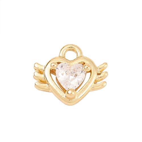 Cubic Zirconia Micro Pave Brass Pendant, Heart, real gold plated, DIY & micro pave cubic zirconia 