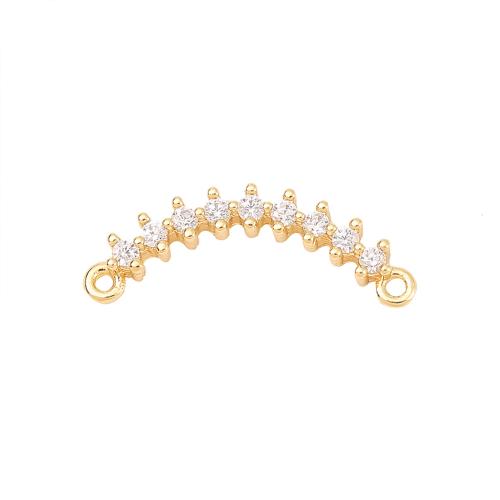 Cubic Zirconia Micro Pave Brass Connector, real gold plated, DIY & micro pave cubic zirconia 