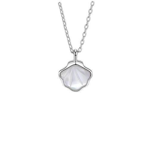Sterling Silver Jewelry Necklace, 925 Sterling Silver, with Shell, plated, for woman Approx 21-50 cm 