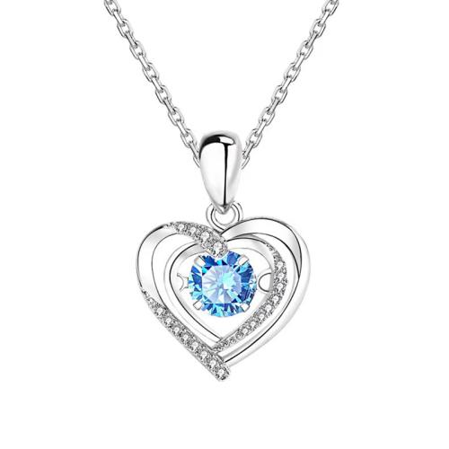 Cubic Zirconia Micro Pave Sterling Silver Necklace, 925 Sterling Silver, plated, micro pave cubic zirconia & for woman Approx 21-50 cm 