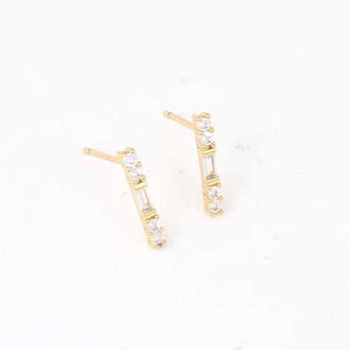 Boucles d'oreilles en laiton zircon cubique pavent, Placage de couleur d'or, pavé de micro zircon & pour femme Vendu par paire