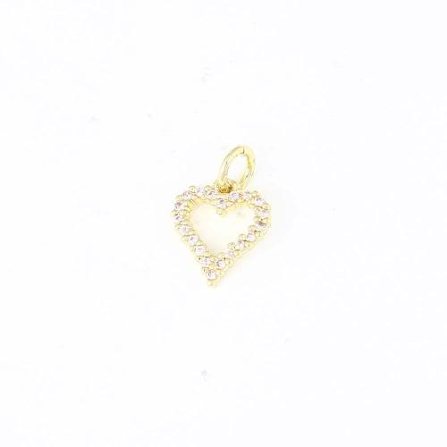 Colgante de Micro Pavé de Zirconía Cúbica, metal, Corazón, chapado en color dorado, Bricolaje & micro arcilla de zirconia cúbica, 10.7x9.7x1.7mm, Vendido por UD