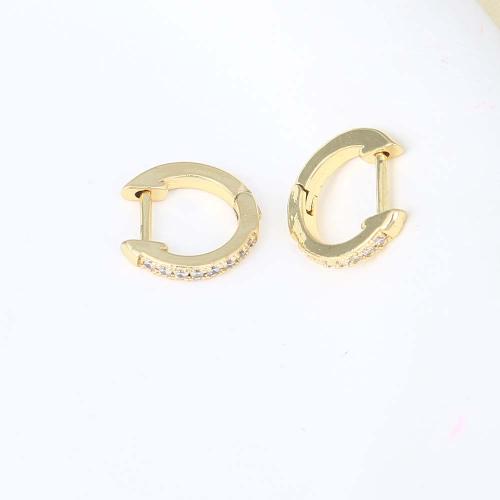 Brass Huggie Hoop Earring, Round, gold color plated, for woman 