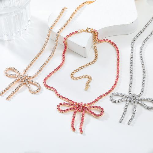 Rhinestone Zinc Alloy Necklace, with 2.83 Inch extender chain, fashion jewelry & for woman & with rhinestone .3 Inch 