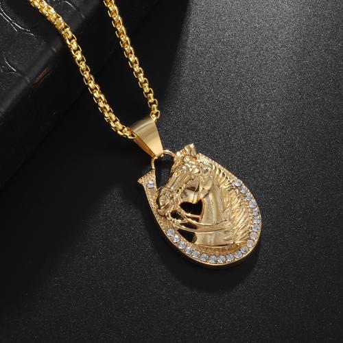 Ожерелье со стразами из цинкового сплава, цинковый сплав, плакирован золотом, ювелирные изделия моды & Мужская, длина:Приблизительно 60 см, продается PC