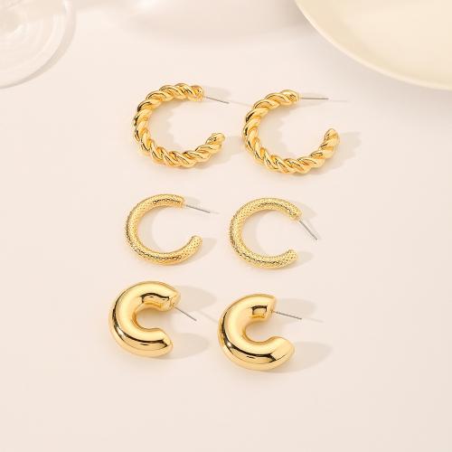 Zinc Alloy Stud Earring, three pieces & fashion jewelry & for woman, golden 