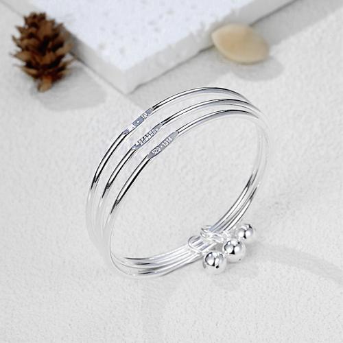 Sterling Silver Bracelets, 925 Sterling Silver, three layers & fashion jewelry & for woman, Inner Approx 56mm 