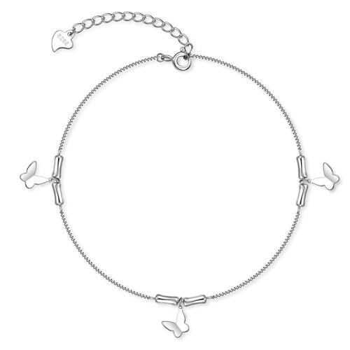 Tobillera de joyería de moda, Plata de ley 925, con 4cm extender cadena, para mujer, longitud:aproximado 21.5 cm, Vendido por UD