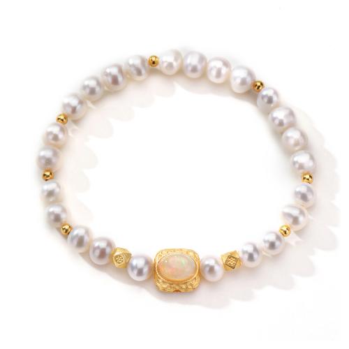 Pearl Sterling Silver Bracelets, Argent sterling 925, avec Opale & perle d'eau douce cultivée, bijoux de mode & pour femme MM, Vendu par PC