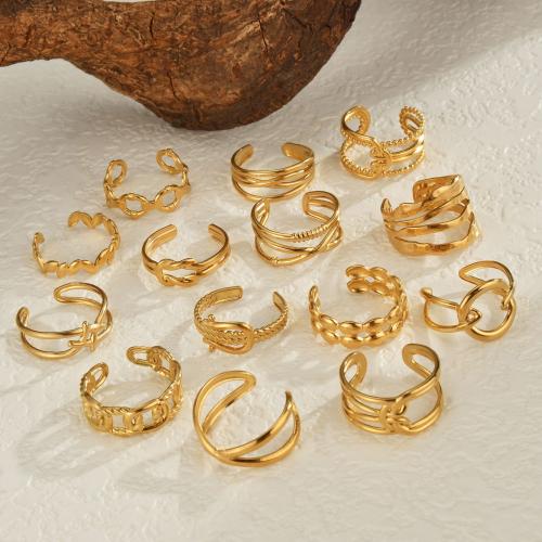 Edelstahl Fingerring, 304 Edelstahl, Modeschmuck & verschiedene Stile für Wahl & für Frau, goldfarben, verkauft von PC