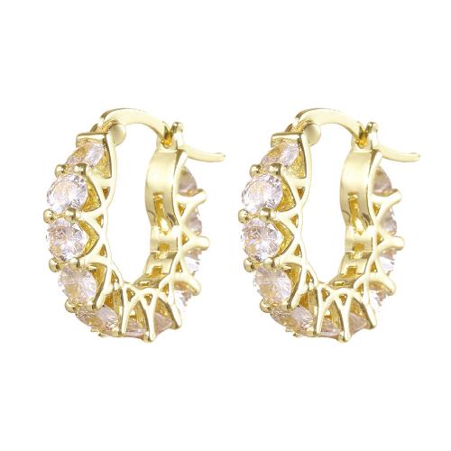 Boucles d'oreilles en laiton zircon cubique pavent, Plaqué or 18K, bijoux de mode & pavé de micro zircon & pour femme Vendu par paire