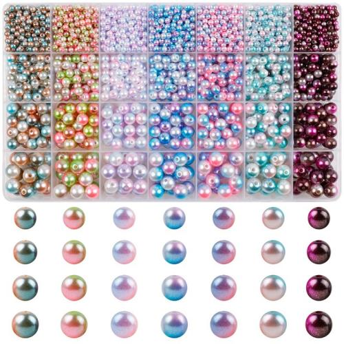 Perles de miracle en plastique, Rond, dégradé de couleur & 28 cellules & DIY, couleurs mélangées Vendu par boîte[