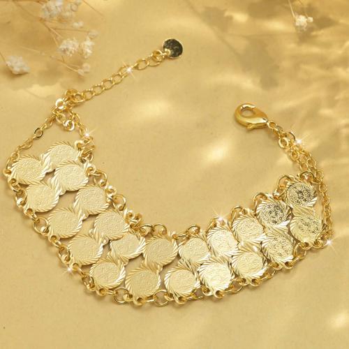 Brass Bracelets, with 4cm extender chain, gold color plated, fashion jewelry & for woman, golden Approx 18 cm 