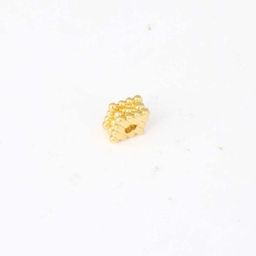 perla de cobre, metal, Cuadrado, chapado en color dorado, Bricolaje, 8.1x7.2x4.6mm, Vendido por UD