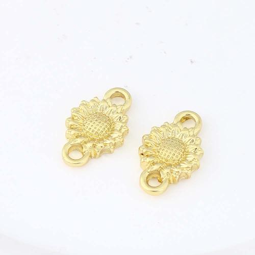 Brass Connector, Sunflower, gold color plated, DIY & 1/1 loop 