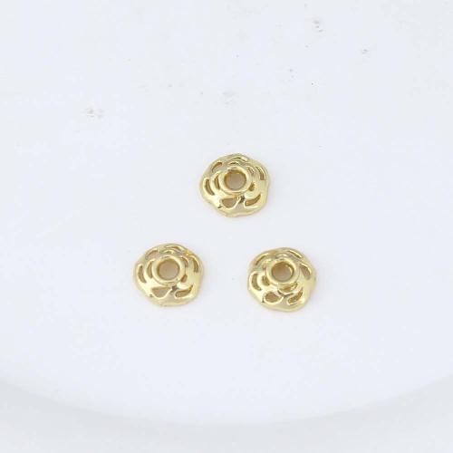 Brass Bead Cap, Flower, gold color plated, DIY 