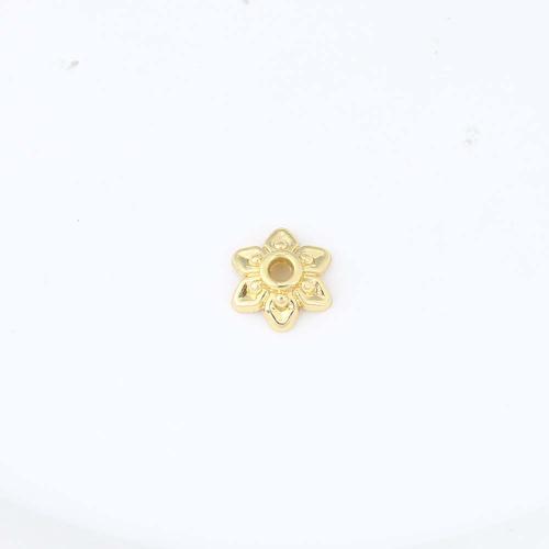 Capuchon pour perle en laiton, fleur, Placage de couleur d'or, DIY Vendu par PC