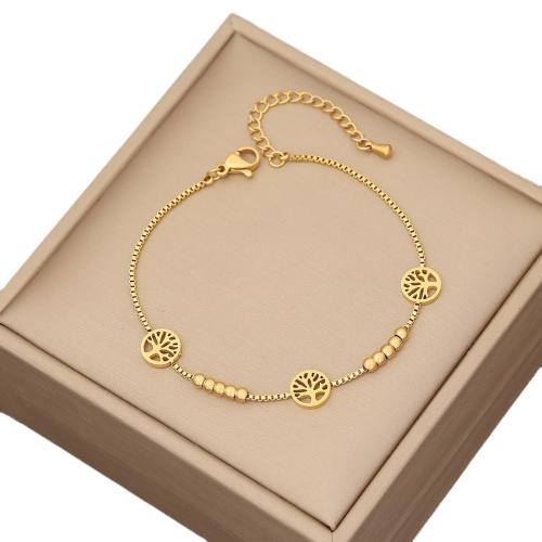 Stainless Steel Chain Bracelets, 304 Stainless Steel, with 5cm extender chain, fashion jewelry & for woman, gold Approx 18 cm 