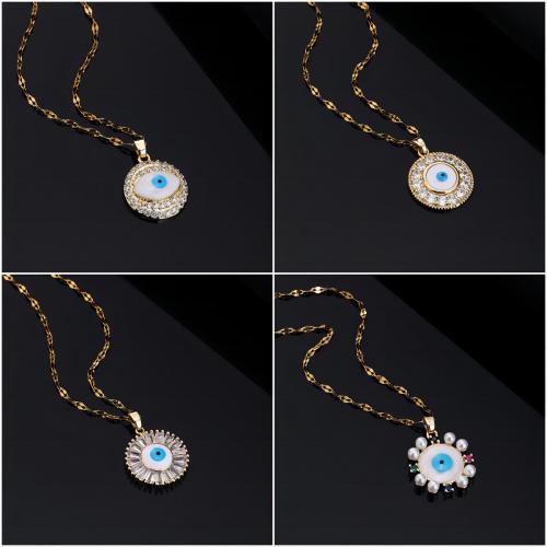 Messing Zirkonia Halskette, mit kubischer Zirkonia, mit Verlängerungskettchen von 5cm, 18K vergoldet, Modeschmuck & verschiedene Stile für Wahl & für Frau, Länge:40 cm, verkauft von PC