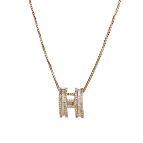 Brass cubique Collier zircon, laiton, avec zircon cubique, avec 5cm chaînes de rallonge, bijoux de mode & pour femme, Or cm, Vendu par PC