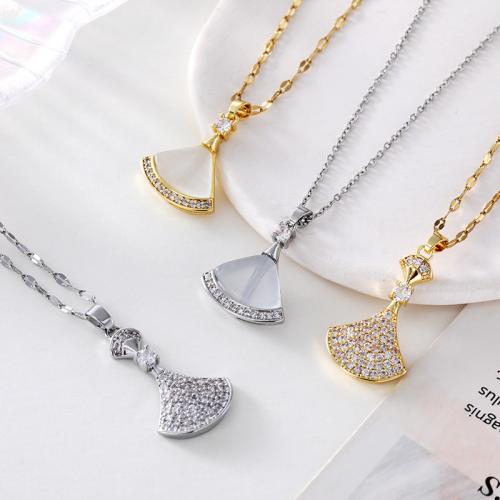 Brass Cubic Zirconia Necklace, with Cubic Zirconia, with 5cm extender chain, plated, fashion jewelry & for woman cm [