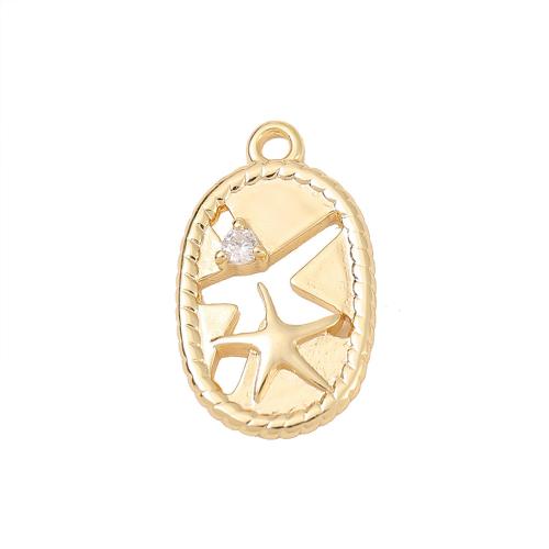 Cubic Zirconia Micro Pave Brass Pendant, real gold plated, DIY & micro pave cubic zirconia 