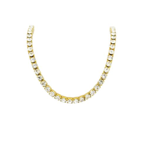 Titanium Steel Jewelry Necklace, Unisex & micro pave cubic zirconia, golden 