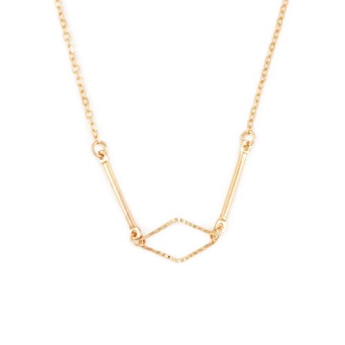 Zinc Alloy Necklace, with Brass & Iron, Rhombus, gold color plated, fashion jewelry & for woman & hollow Approx 43-50 cm 