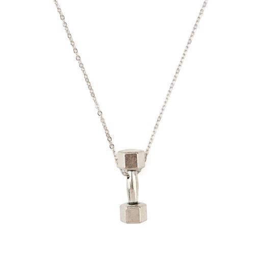 Zinc Alloy Necklace, with Brass & Iron, with 2.75inch extender chain, Barbell, platinum color plated, fashion jewelry & for woman Approx 16.93 Inch 
