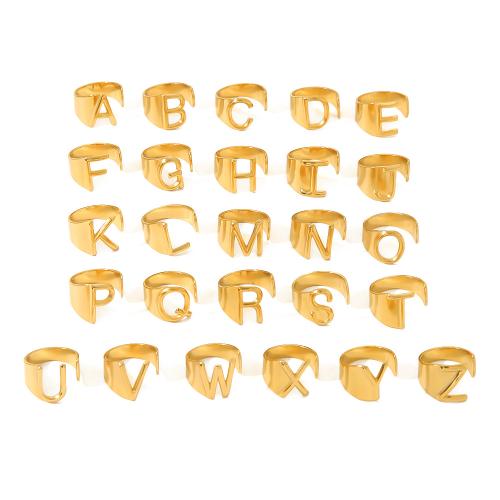 304ステンレススチール カフ指輪, アルファベット文字, ゴールドメッキ, 異なるスタイルを選択 & 女性用, 売り手 パソコン