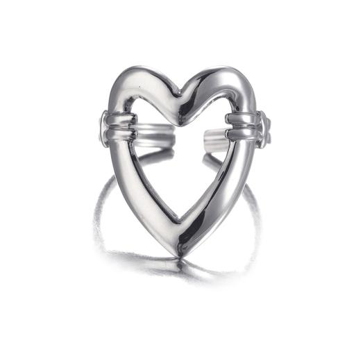 304 Stainless Steel Cuff Finger Ring, Heart, plated, for woman & hollow US Ring 