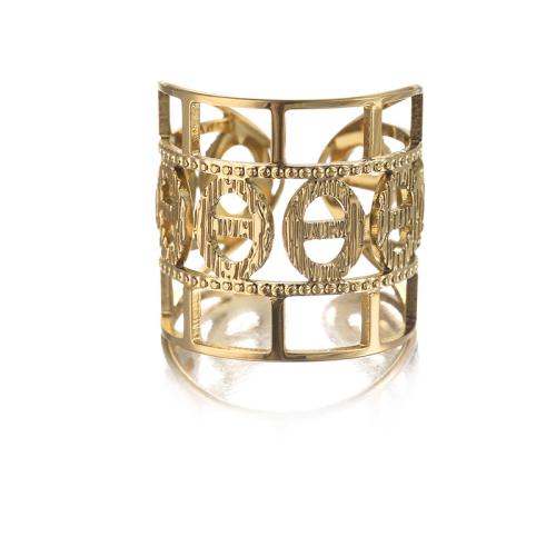 304 Stainless Steel Cuff Finger Ring, Geometrical Pattern, plated, for woman & hollow US Ring 